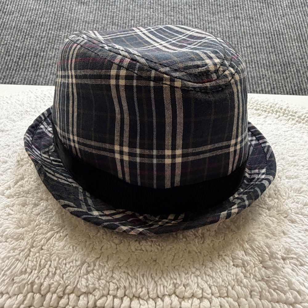 Ben Sherman Plaid Fedora Hat Blue SM Mod Indie Streetwear Classic Rockabilly
